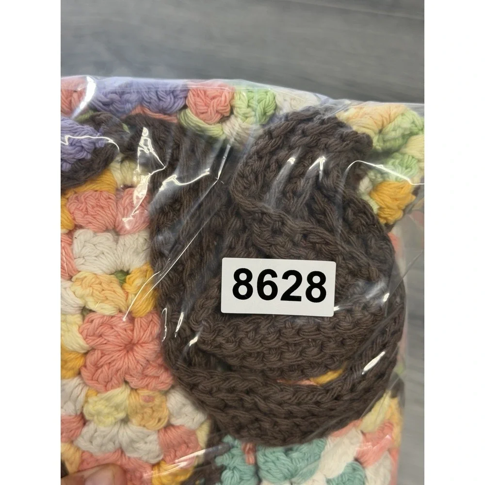 Handmade Crochet Granny Square Tote Bag Multicolor Boho Hippie Travel Comfort